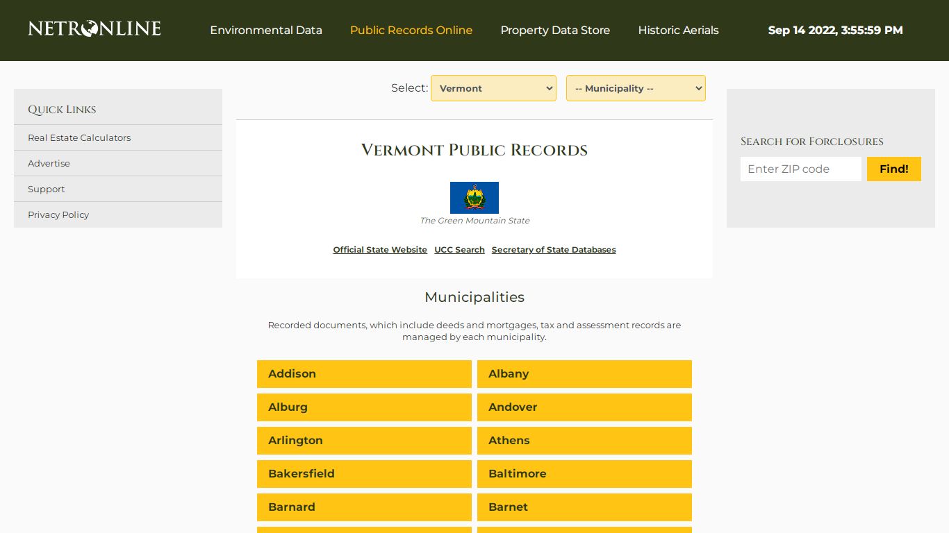 Vermont Public Records Online Directory - NETROnline.com